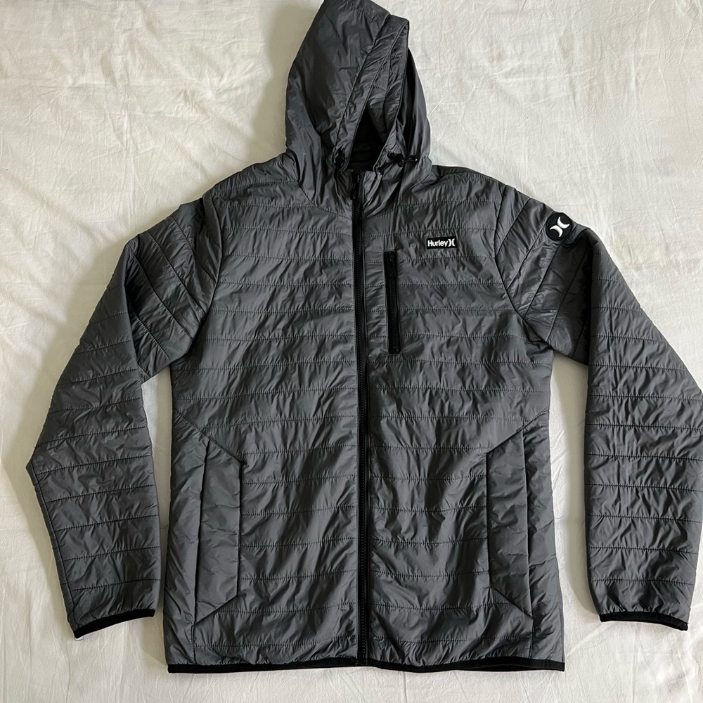 Hurley Men's Gray Hooded Lightweight Jacket